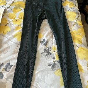 Nike Black and Teal Striped Leggings